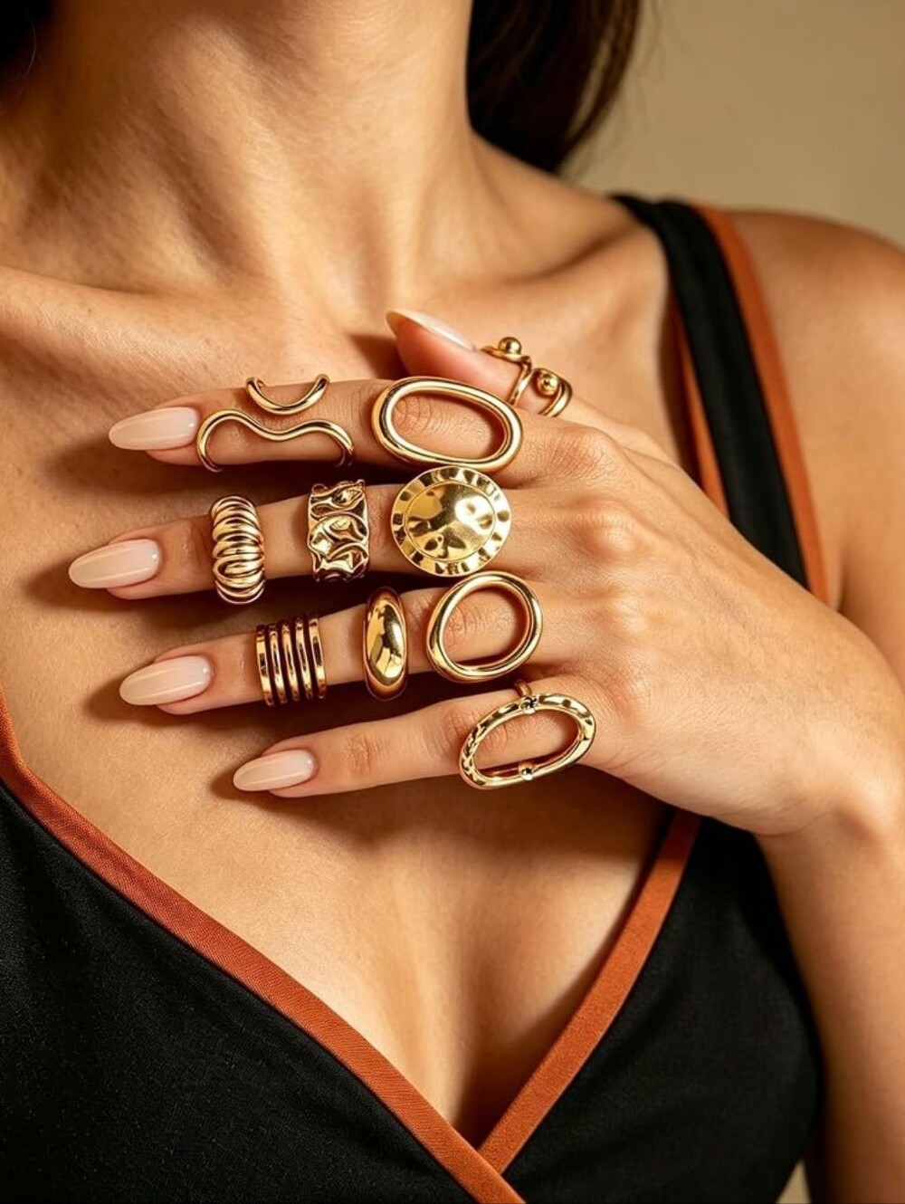 Chunky Rings Set Open Stacking Statement - Picture 3 of 3